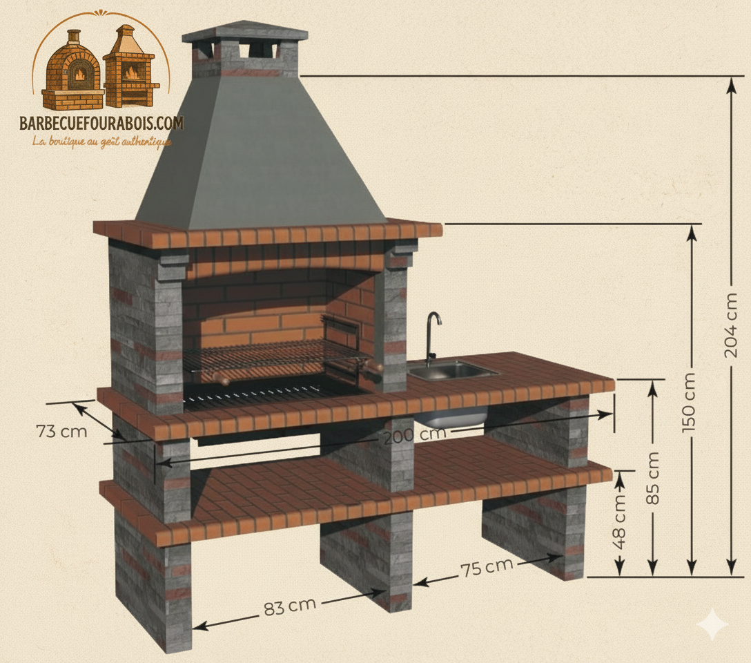 Barbecue in Pietra Rivieira XL 422 – Con Modulo e Lavello in Acciaio Inox