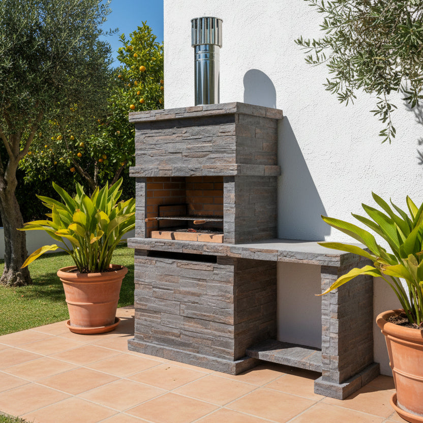 Barbecue in Pietra Ricostituita Rocca 471 – Con Lavello | Marrone / Grigio