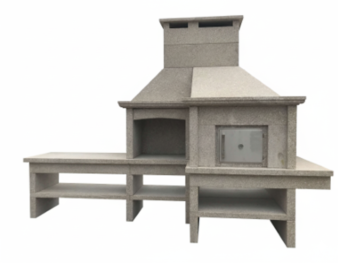 Granito 16 – Cucina da esterno in granito con forno e lavello (griglia da 70 cm)