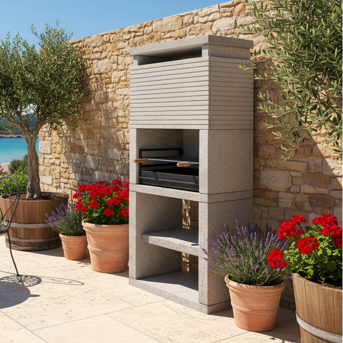 Granito 82 – Barbecue moderno in granito 90×60×230 cm