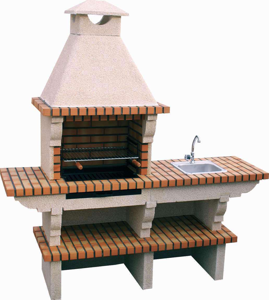 Barbecue in mattoni TerraCotto 121 – Con lavello in acciaio inox e tavolo