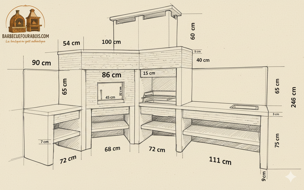 Granito 43 – Cucina da esterno angolare in granito con forno e lavello (griglia da 70 cm)