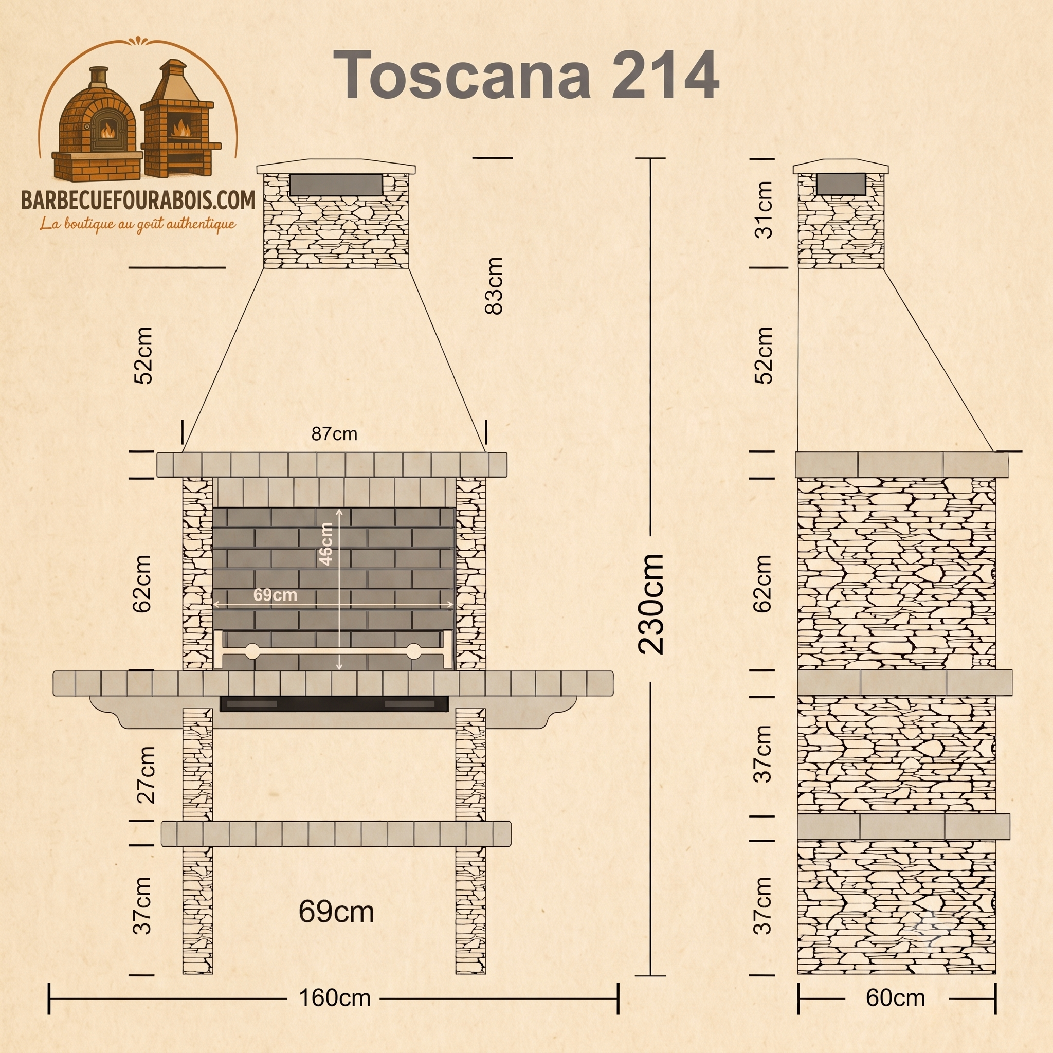 Toscana 214 – Barbecue in pietra ricostituita