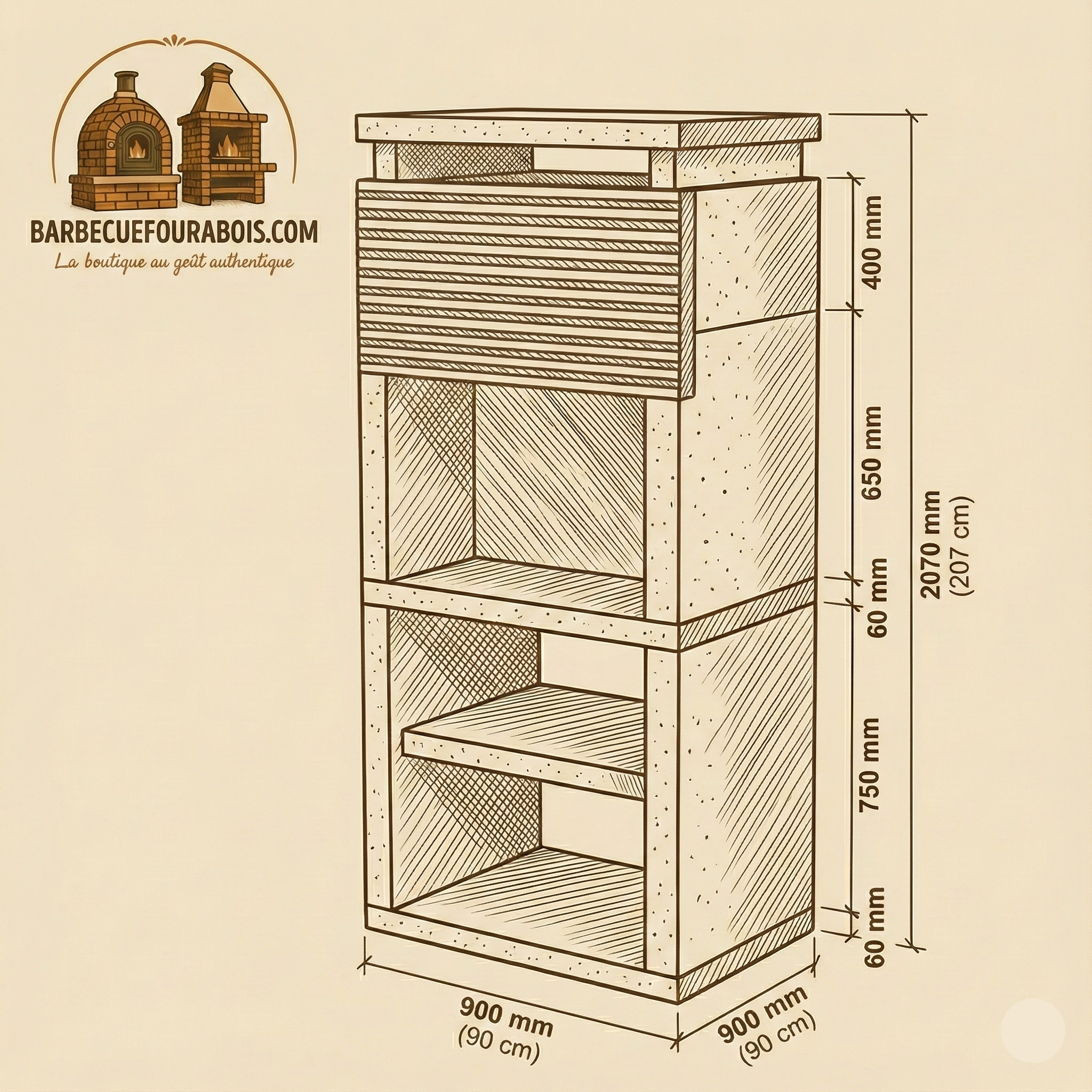 Granito 82 – Barbecue moderno in granito 90×60×230 cm