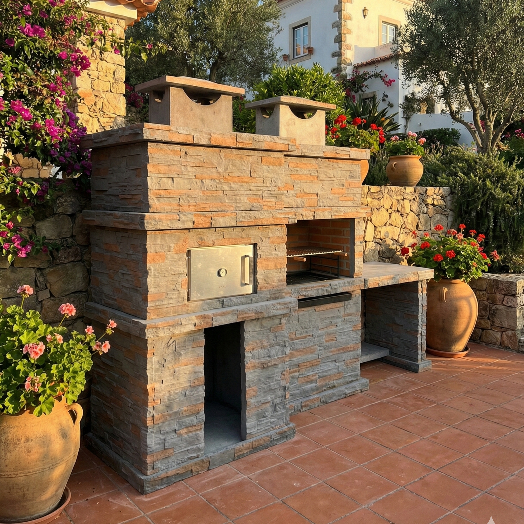🔥 Rocca Forno 474 – Barbecue in Pietra con Forno e Lavello in Acciaio Inox