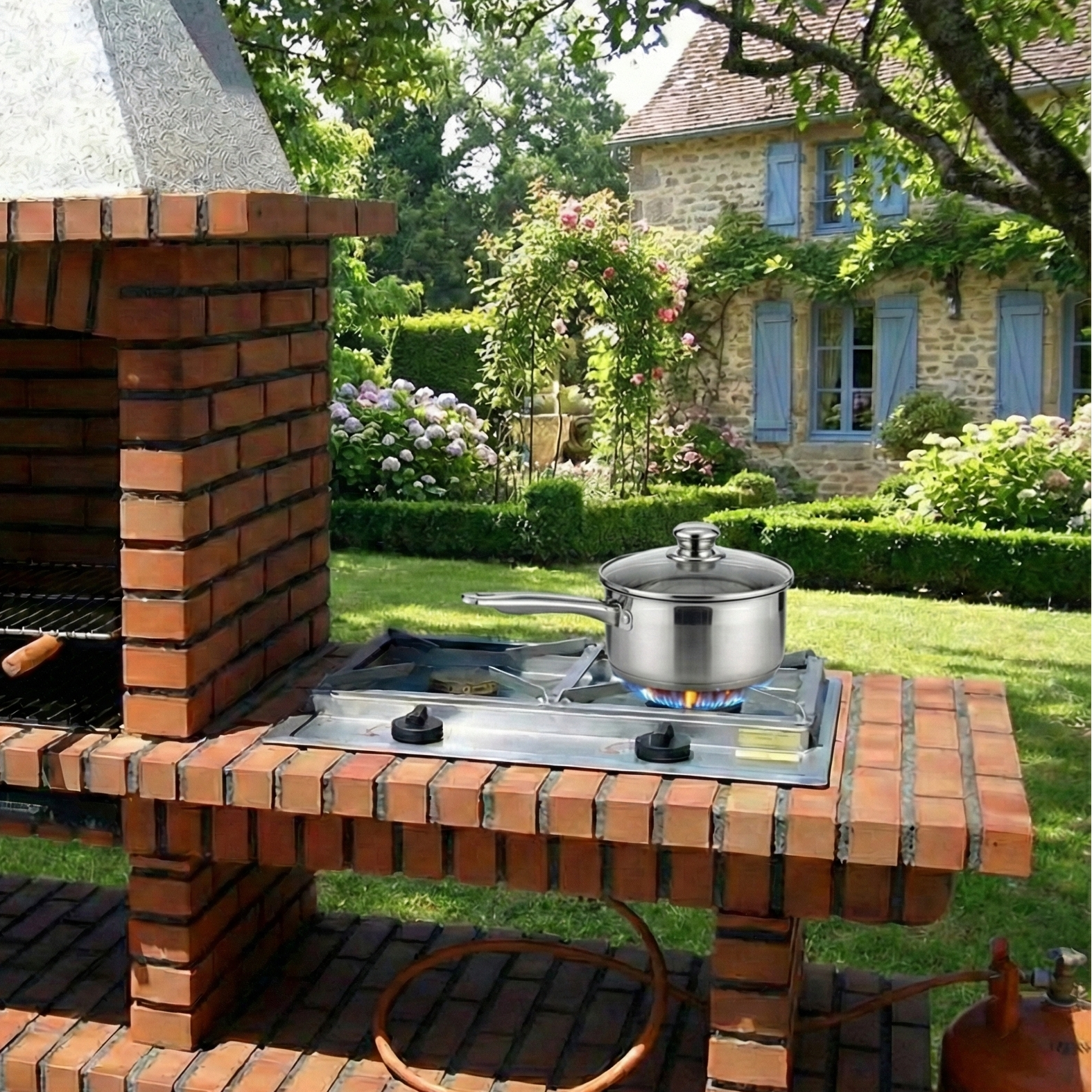 Piastra di cottura a gas da incasso in inox – Griglia rimovibile (da integrare nel barbecue)
