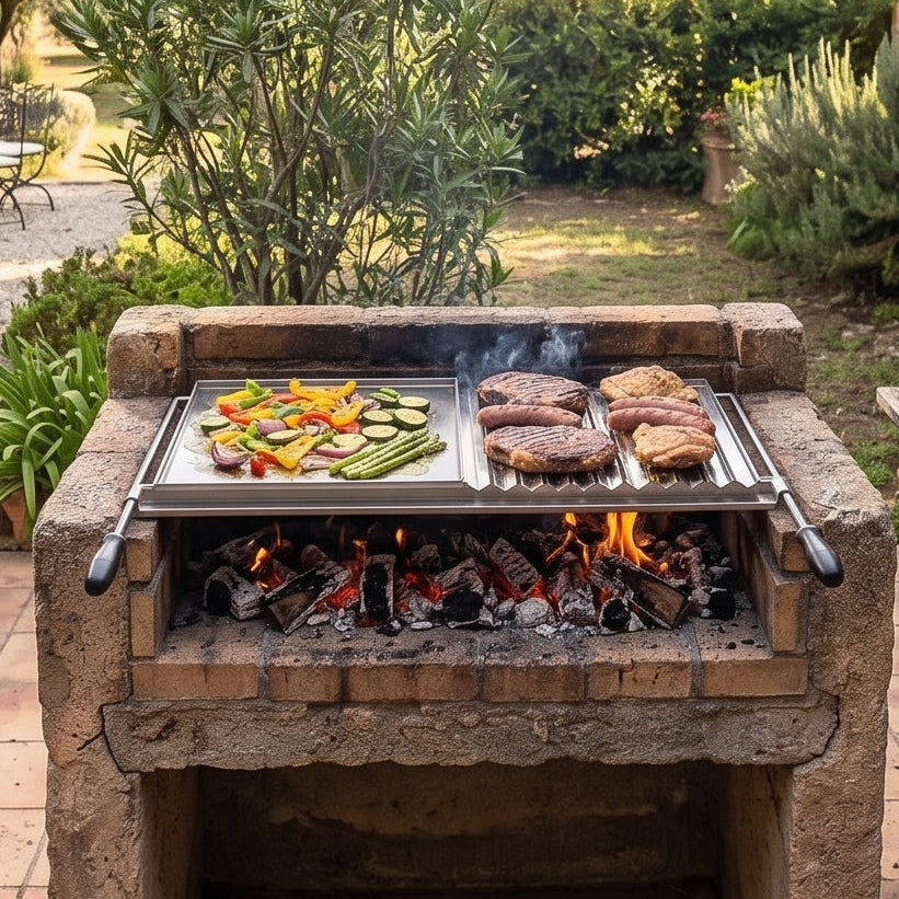 Griglia plancha inox – Piastra di cottura per barbecue (da 60×38 a 100×60 cm)