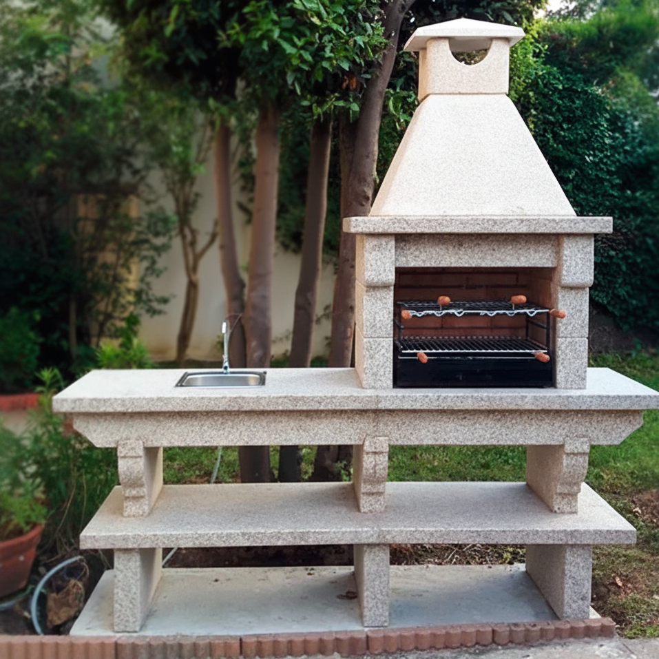 Pietra 042 – Barbecue in granito da 60 cm con piano di lavoro (lavello opzionale)