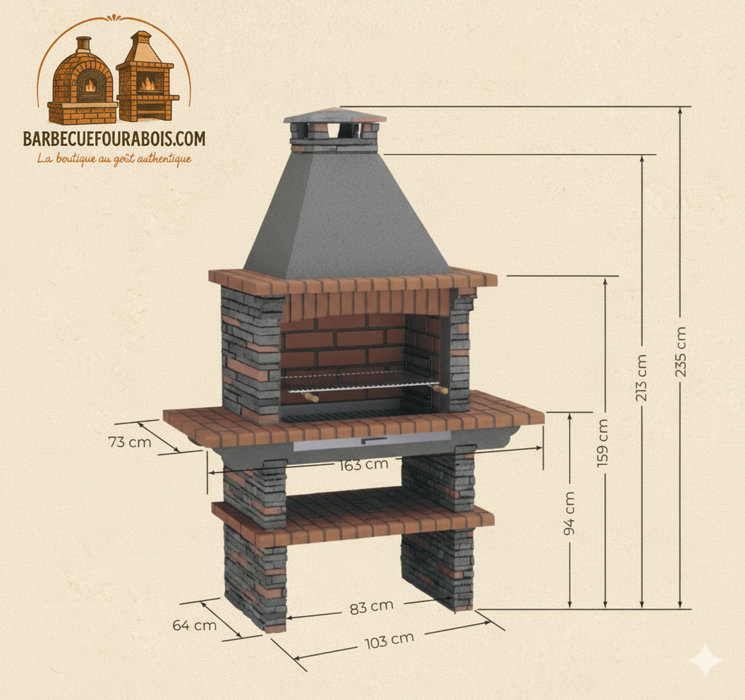 Barbecue in Pietra Rivieira XL – Modello 421 | Focolare Grande da 83 cm