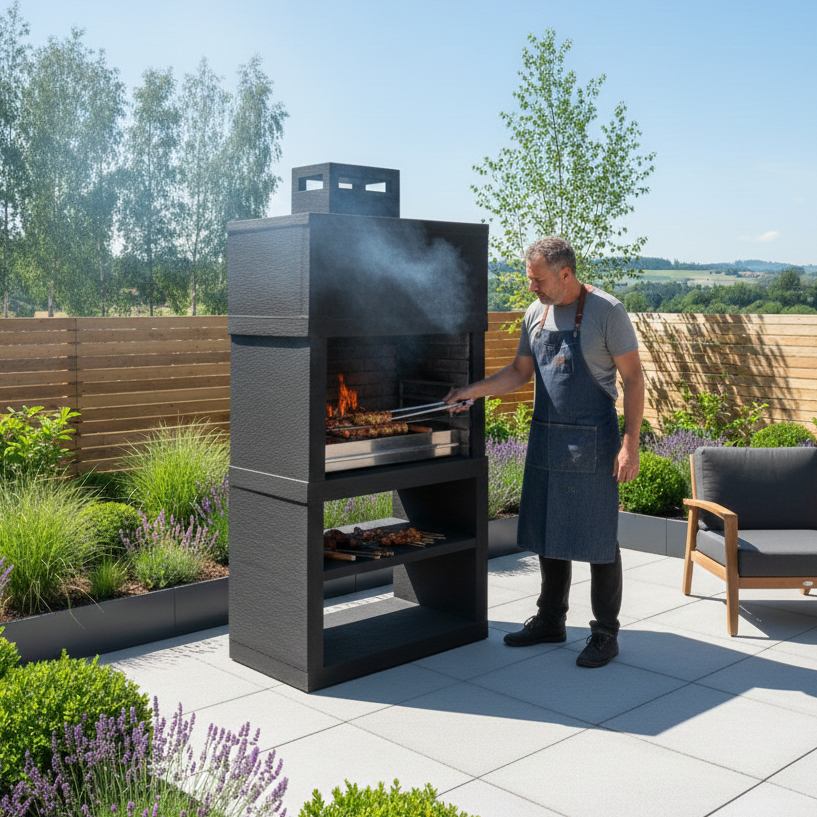Linea 25 – Barbecue moderno di design (4 colori) con griglia in acciaio da 80 cm inclusa