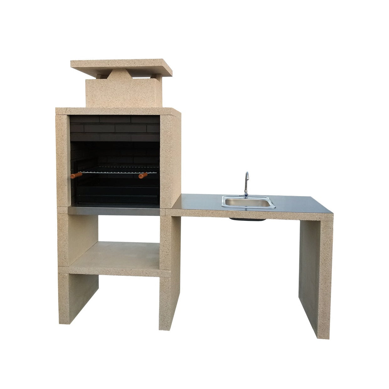 Nexa 610 – Barbecue moderno con lavello (lato a scelta) e piano in acciaio inox – griglia da 60×40 (acciaio inox opzionale)