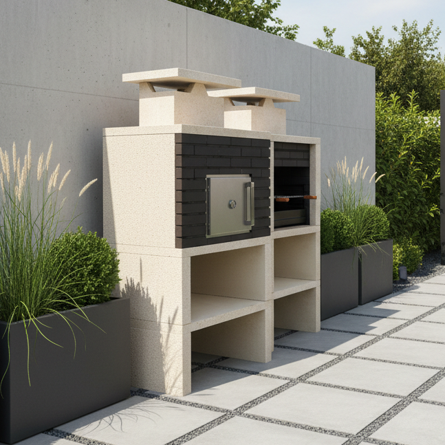 Nexa 612 – Barbecue e forno Ø75 cm – griglia da 60×40 cm (mattoni grigi opzionali)