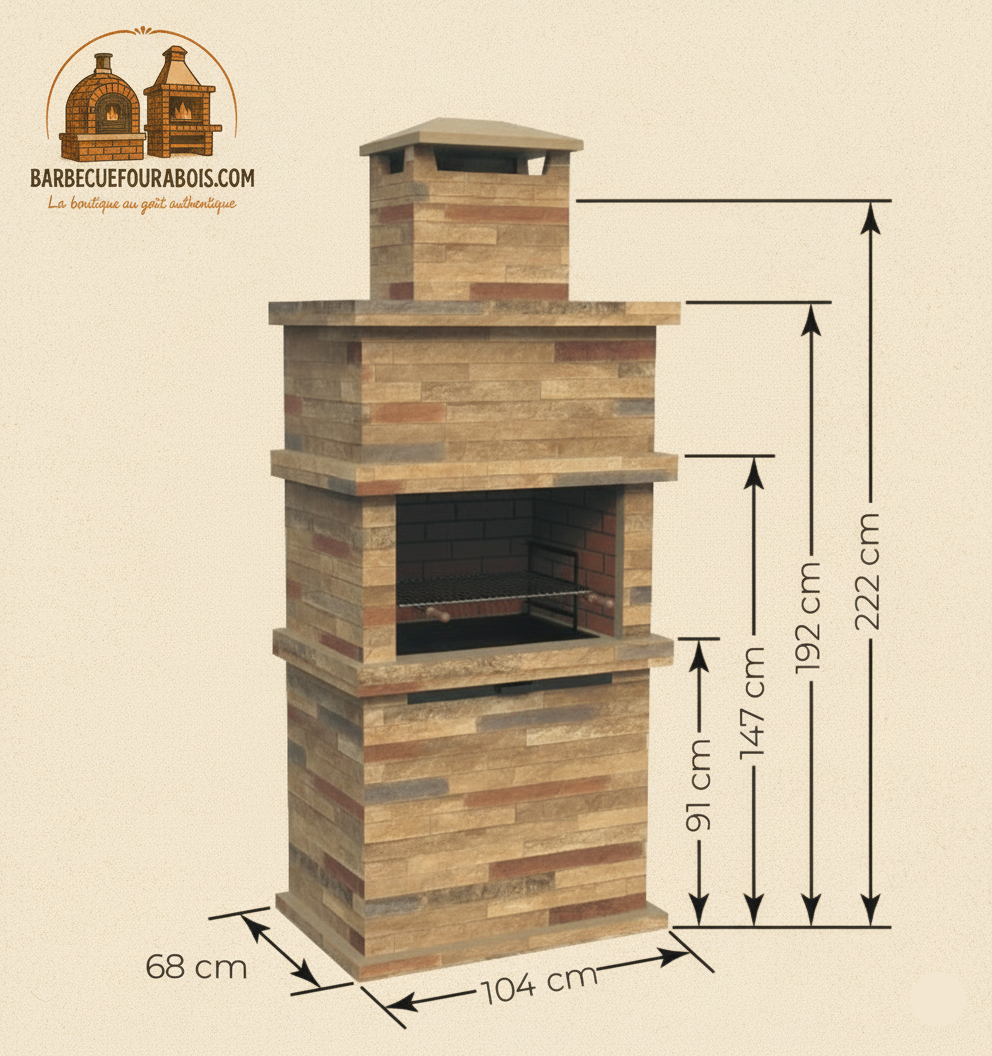 Barbecue in Pietra Ricostituita Rocca 470 – Design Massiccio e Rusticità Mediterranea