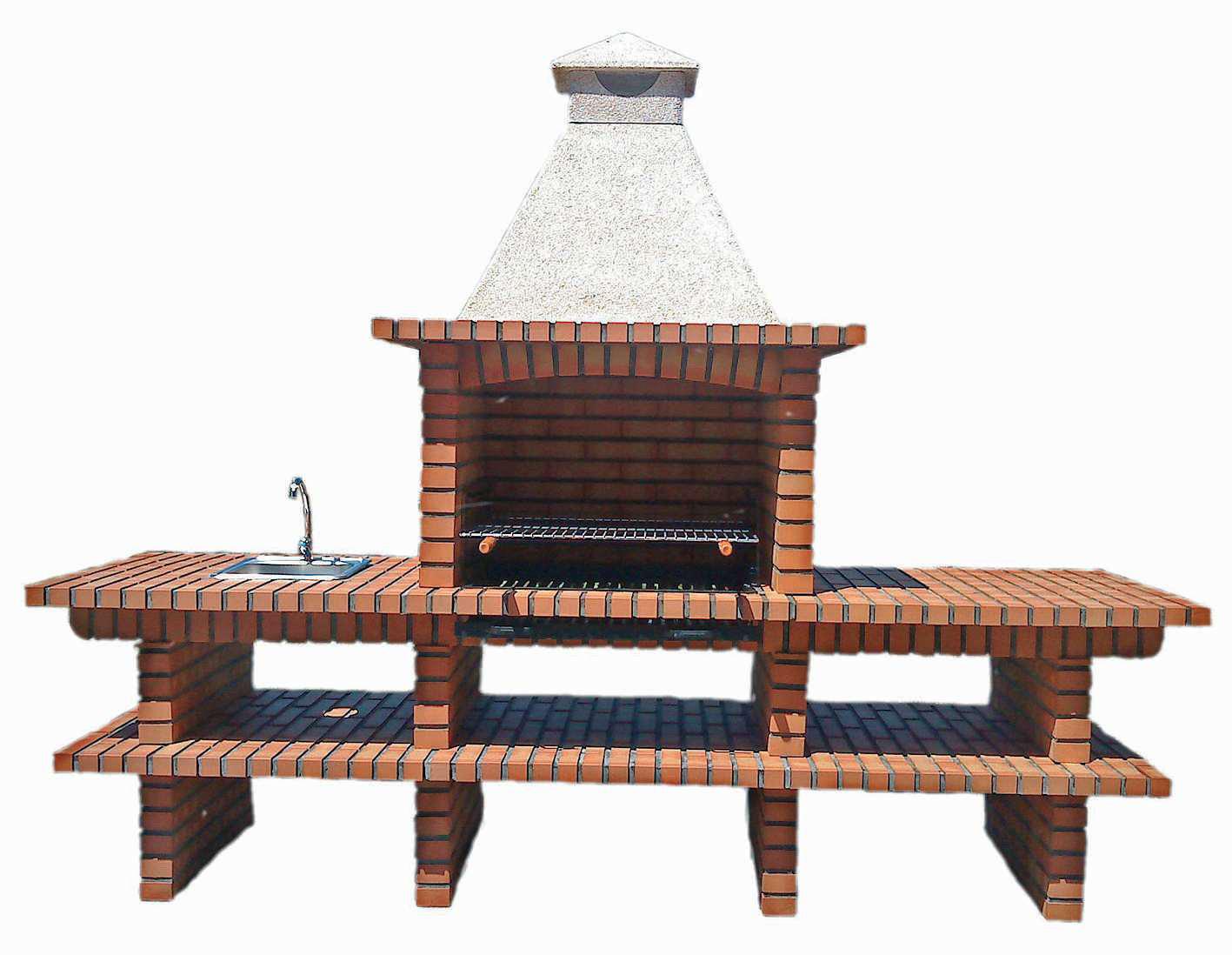 TerraCotto 172 – Barbecue in mattoni XXL con lavello e doppio piano di lavoro