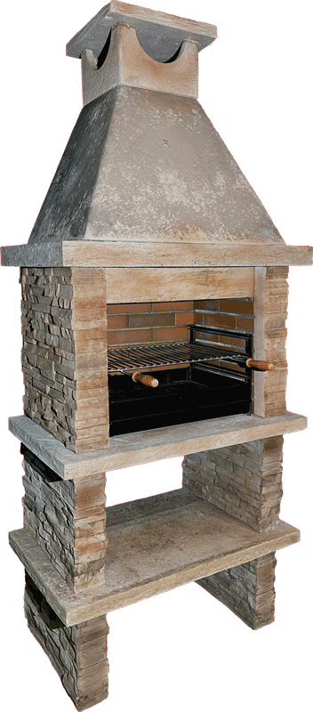 Basalto 160 – Barbecue in pietra ricostituita effetto ardesia (grigio o marrone) – Griglia da 60 cm
