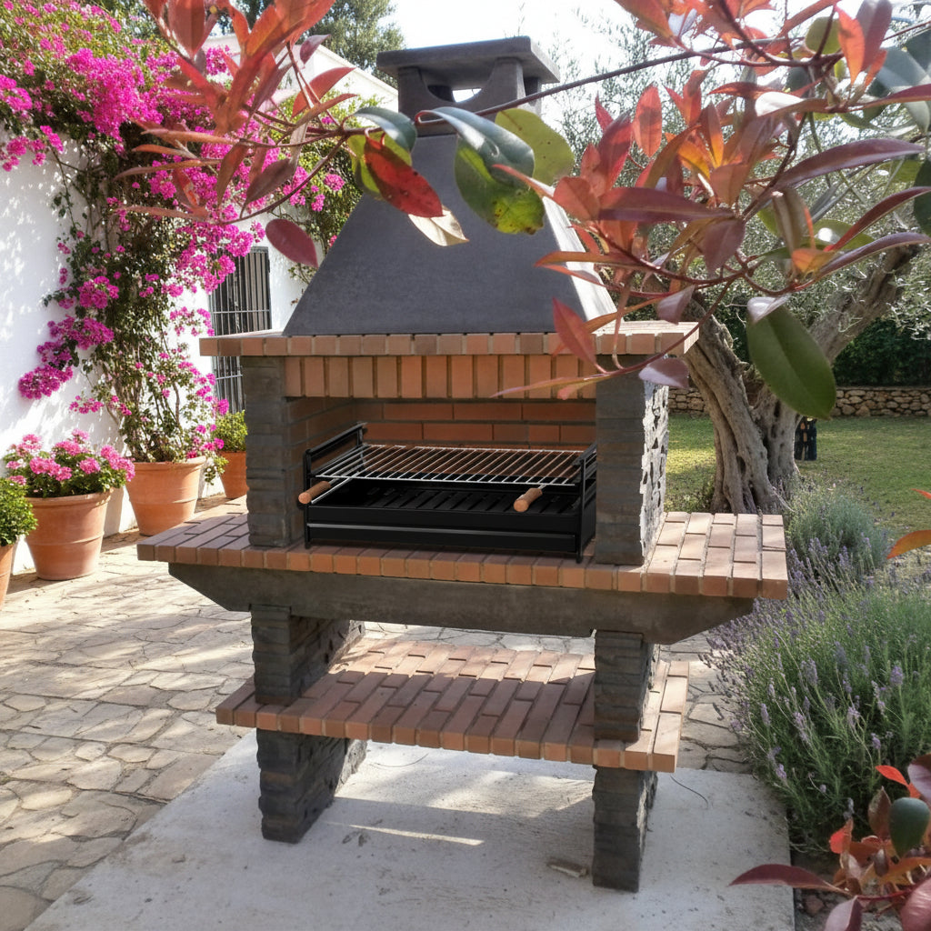 Barbecue Basalto 280 in pietra ricostituita – Griglia da 80 cm, ripiani laterali