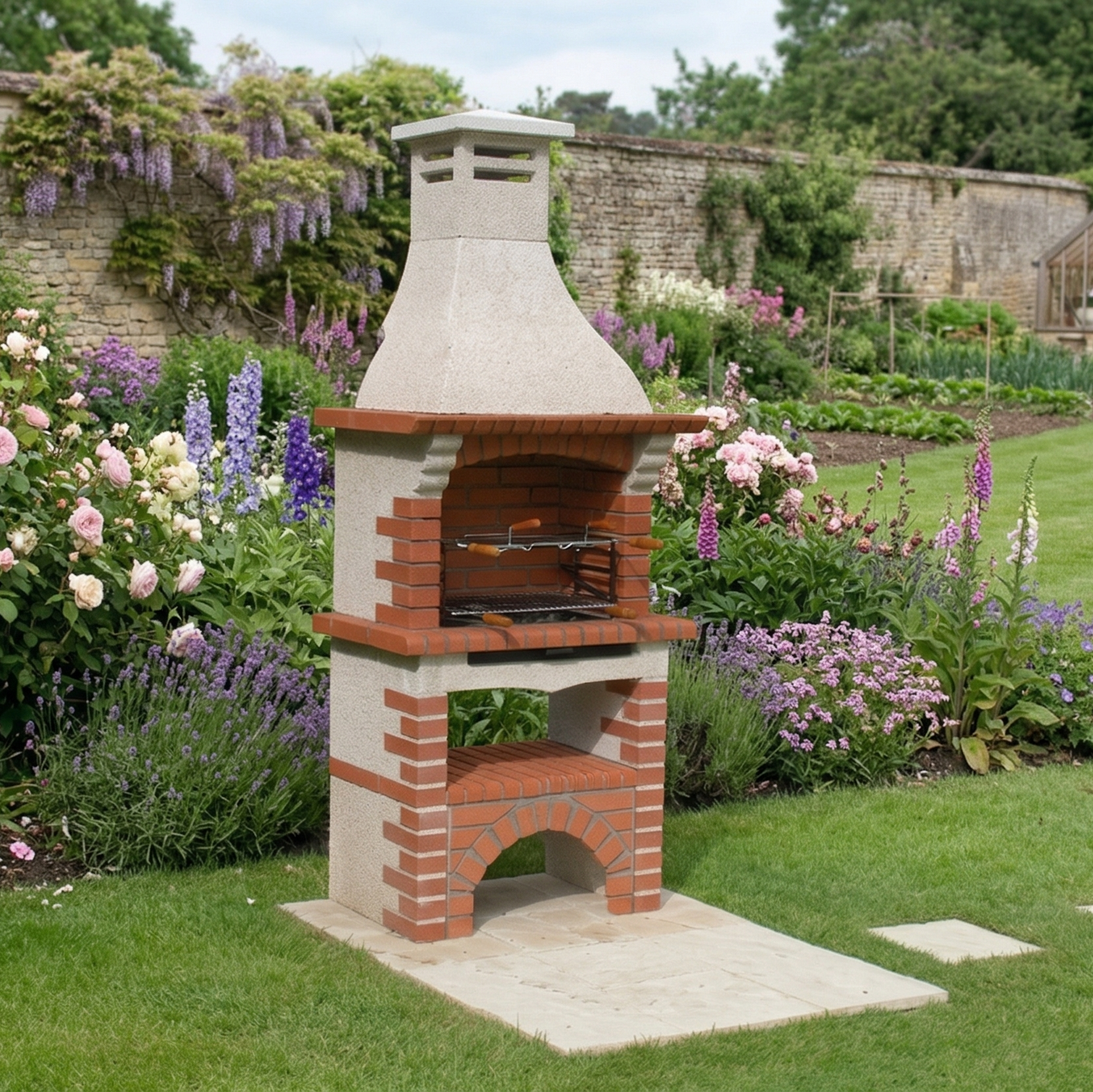 Calabria 105 – Barbecue tradizionale in mattoni e pietra ricostituita – griglia da 60 cm