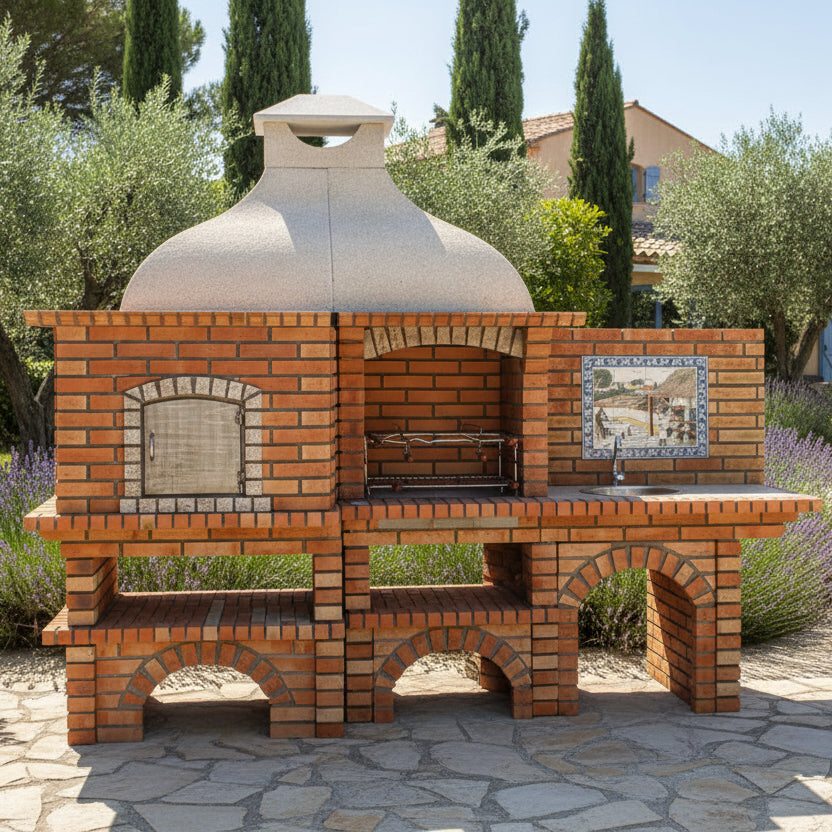 Calabria 902 - Barbecue in mattoni con forno a legna e lavello opzionale