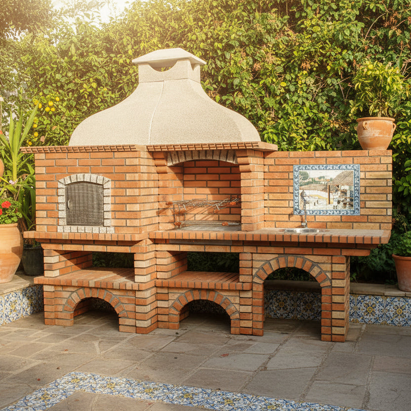 Calabria 902 - Barbecue in mattoni con forno a legna e lavello opzionale