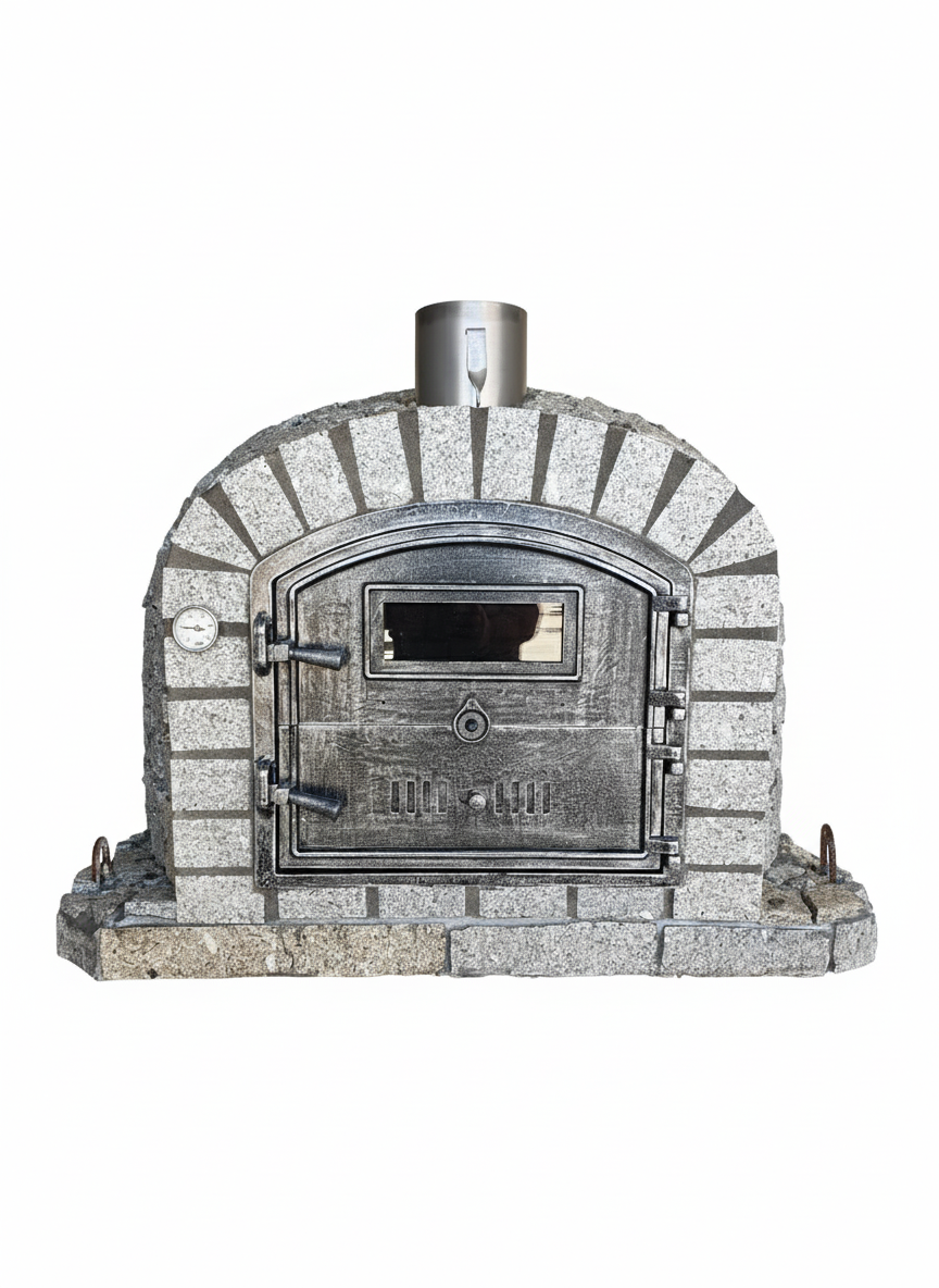 Forno a Legna NERO 100 cm – Finitura in Pietra di Granito Naturale