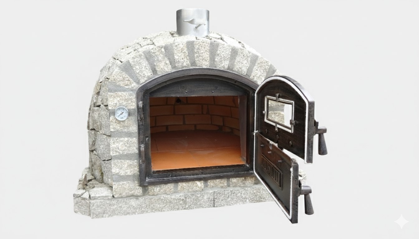 Forno a Legna NERO 100 cm – Finitura in Pietra di Granito Naturale