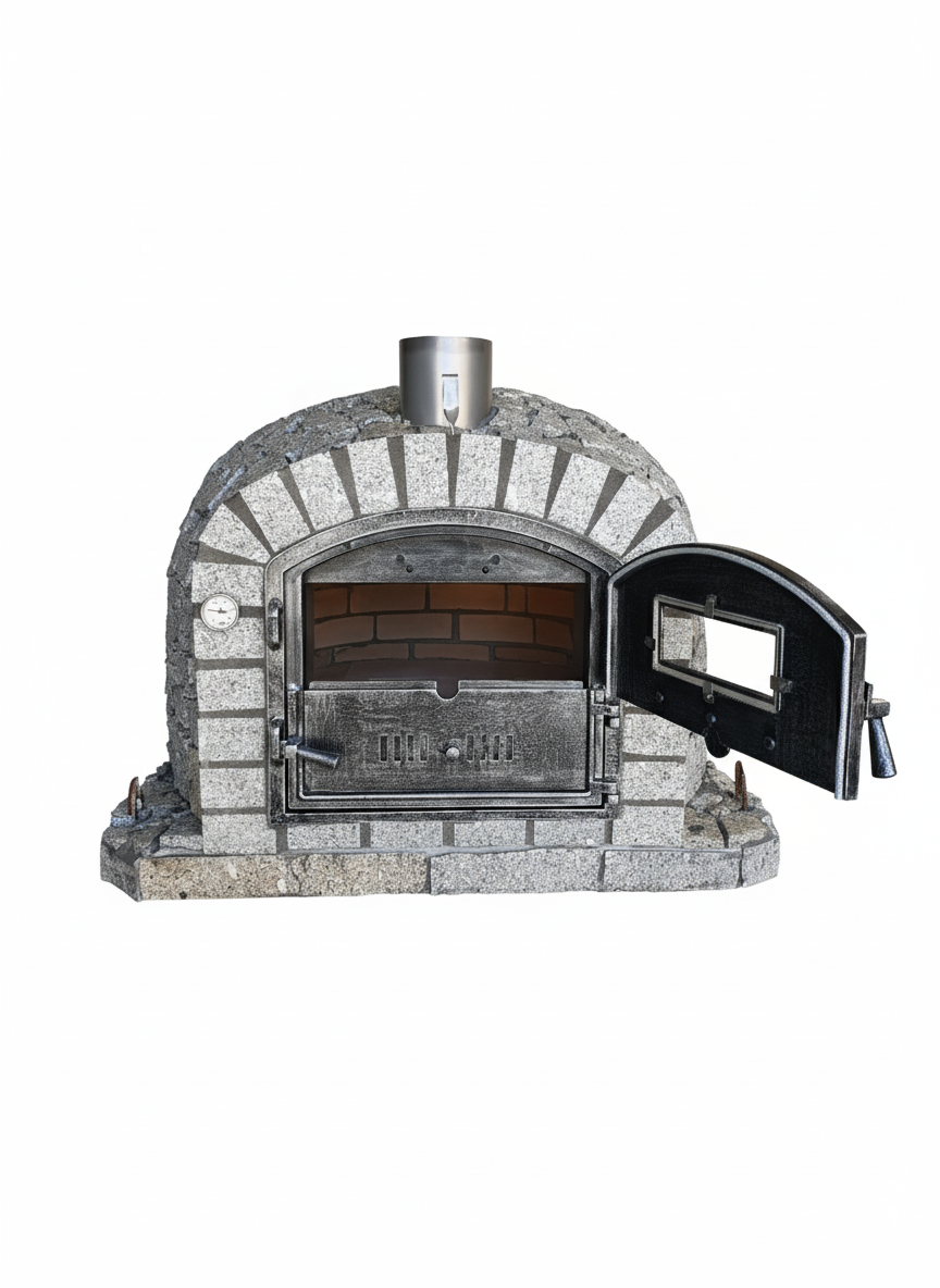Forno a Legna NERO 100 cm – Finitura in Pietra di Granito Naturale
