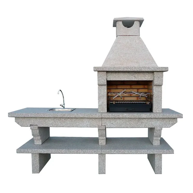 Pietra 042 – Barbecue in granito da 60 cm con piano di lavoro (lavello opzionale)