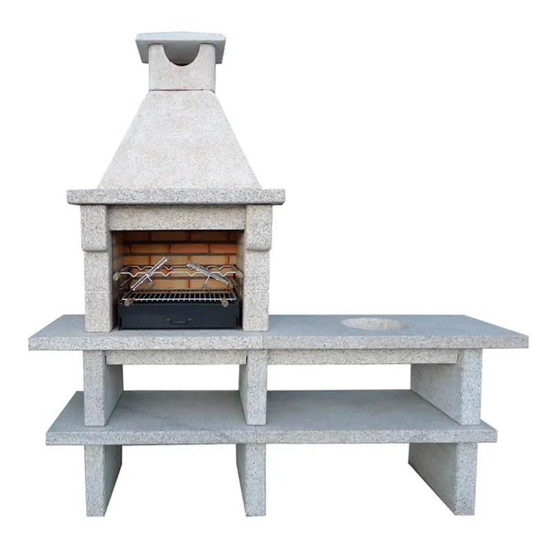 Pietra 054 – Cucina da esterno in granito da 60 cm con ampio piano laterale