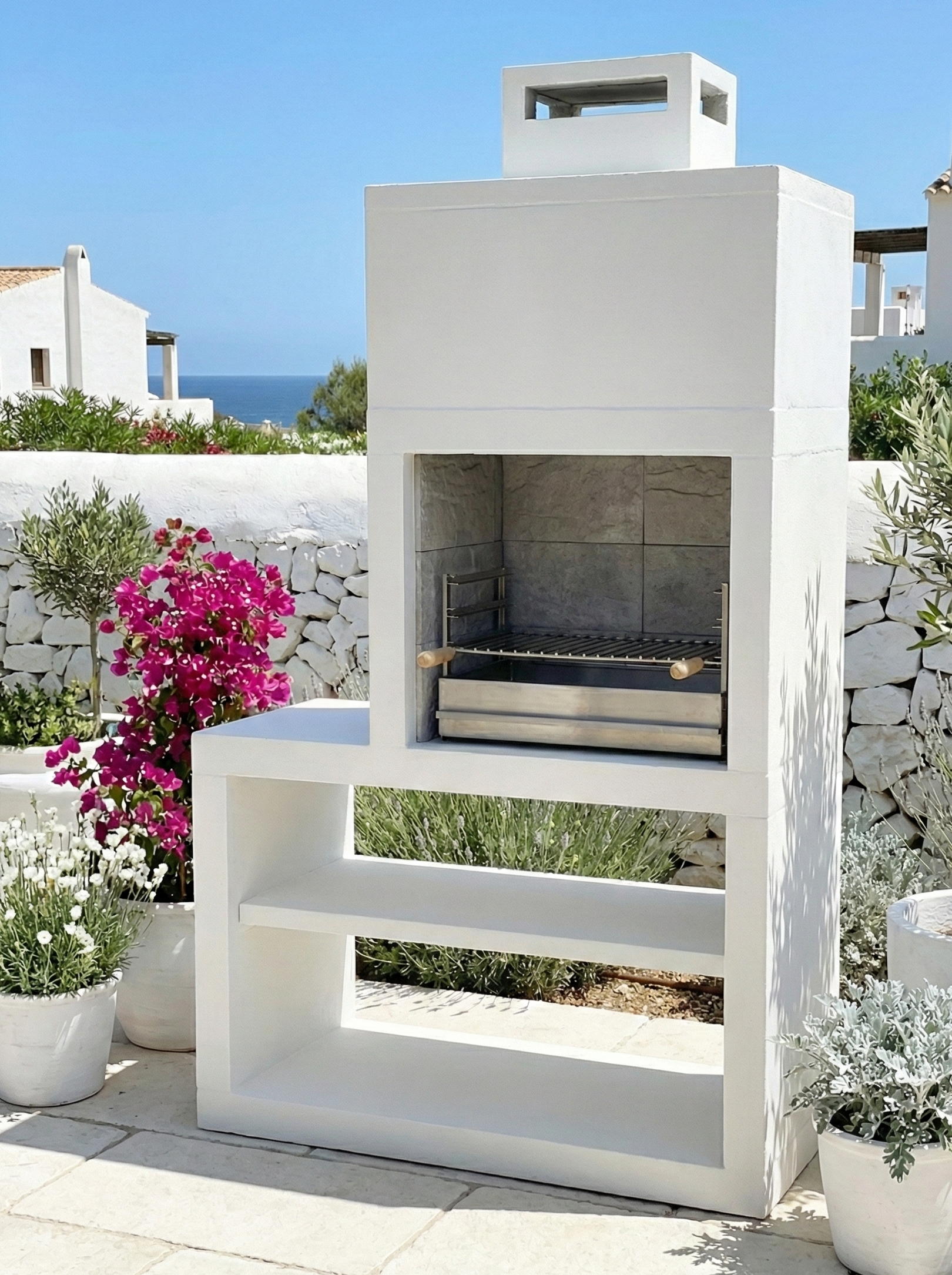 Linea 12 – Barbecue moderno con modulo laterale (4 colori) – griglia in acciaio da 60 cm inclusa