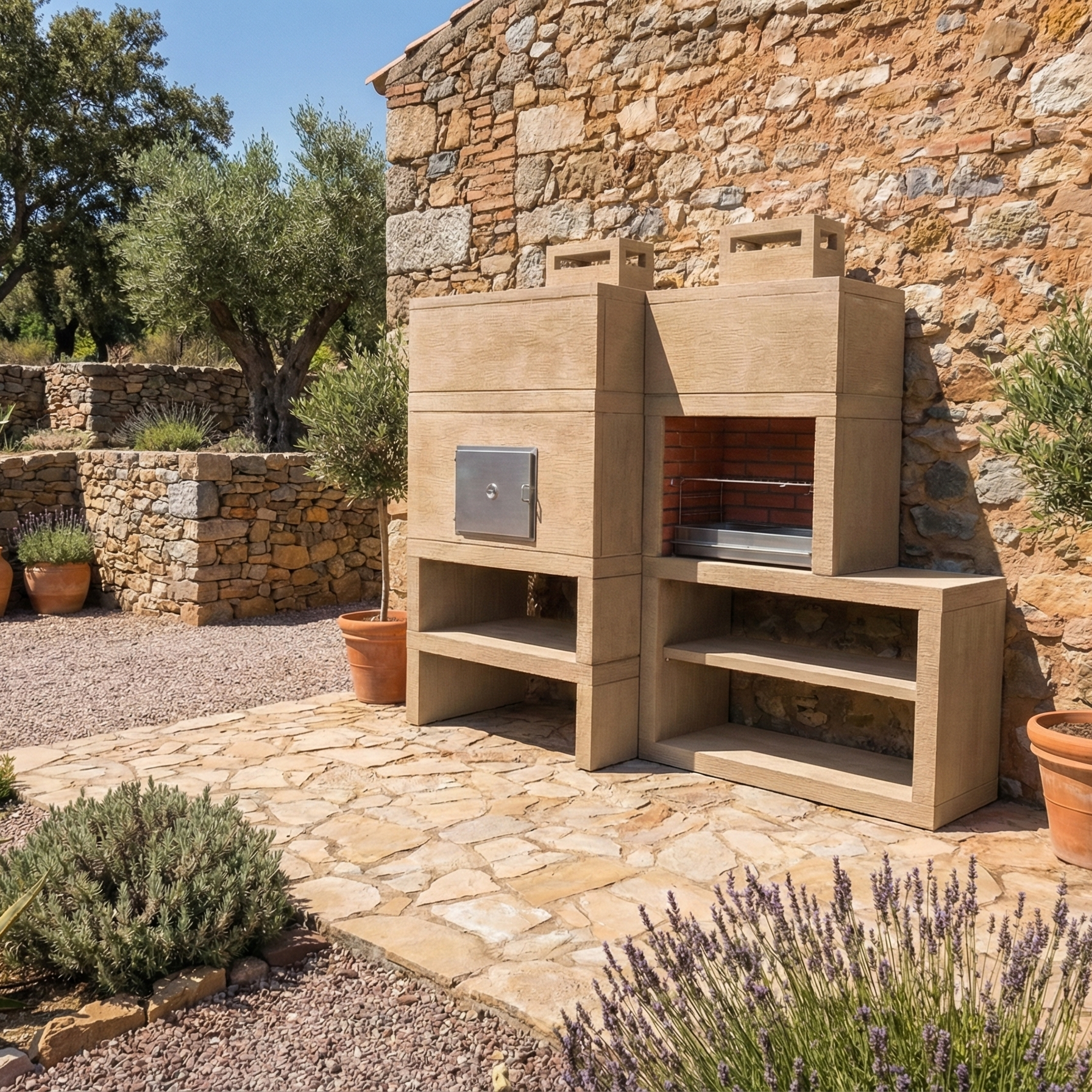 Linea 12F – Barbecue moderno modulare con forno Ø80 e griglia da 60 cm
