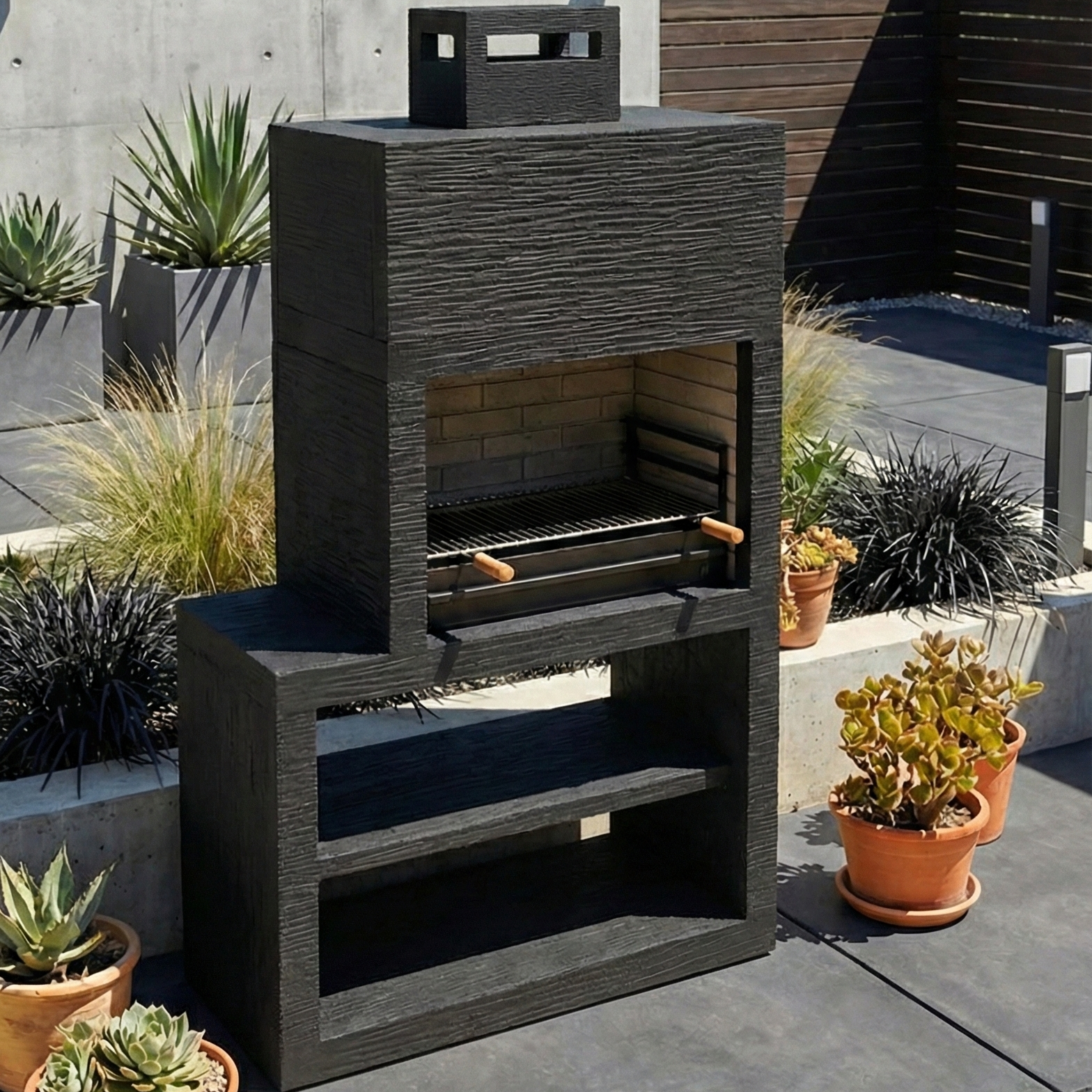 Linea 13 – Barbecue moderno con modulo laterale (4 colori) – griglia in acciaio da 80 cm inclusa