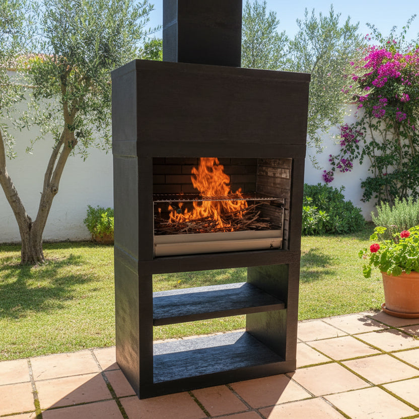 Linea 25 – Barbecue moderno di design (4 colori) con griglia in acciaio da 80 cm inclusa