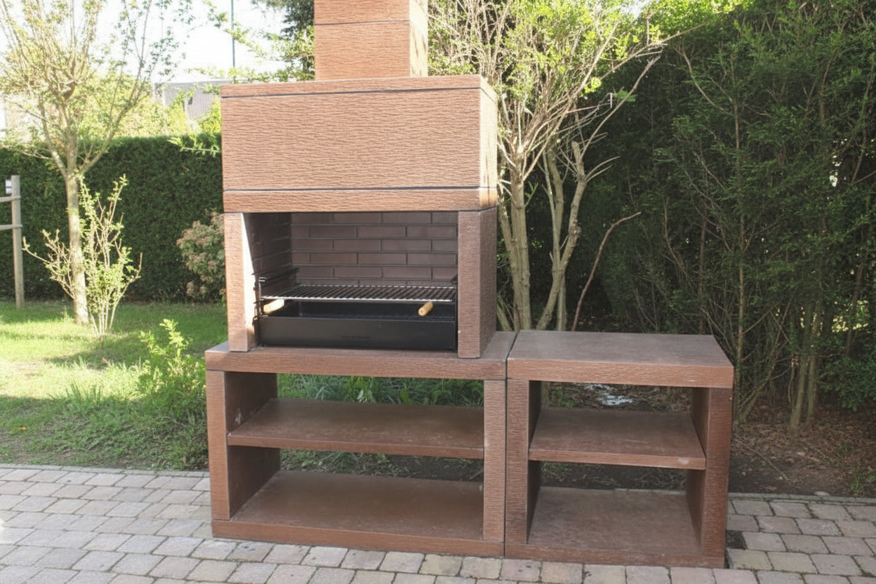 Linea 35 – Cucina da esterno moderna da 200 cm (moduli intercambiabili) – griglia in acciaio da 80 cm, lavello opzionale
