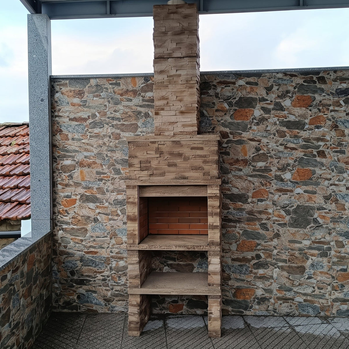 Montara 10 – Barbecue in pietra ricostituita effetto ardesia con griglia da 60 cm (acciaio inox opzionale)