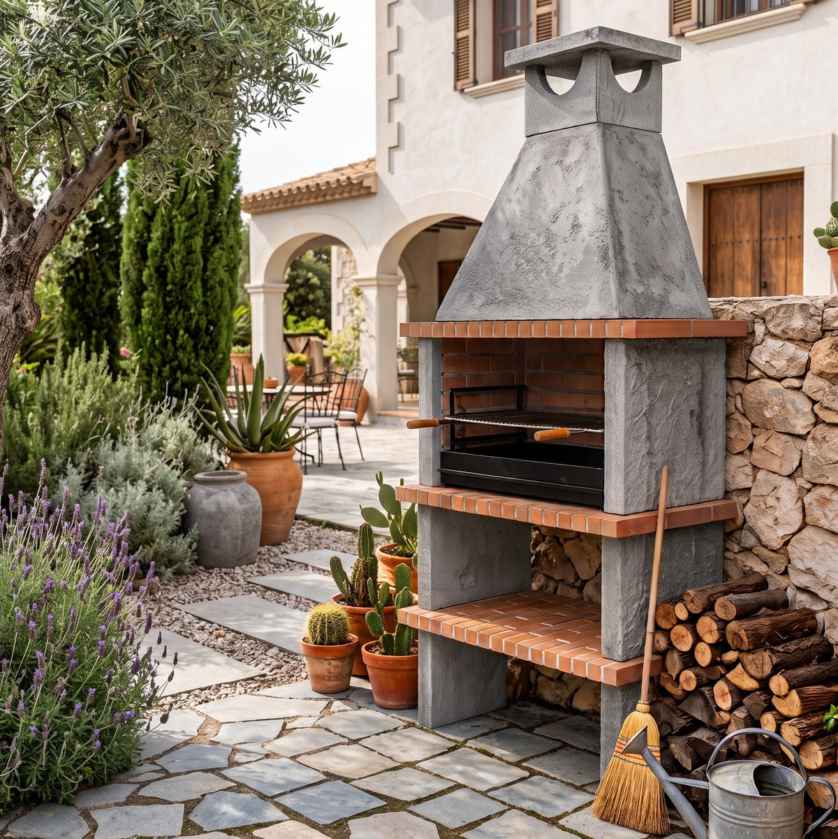 Terra 25 – Reconstituted stone barbecue with 80 cm grill (stainless steel optional)