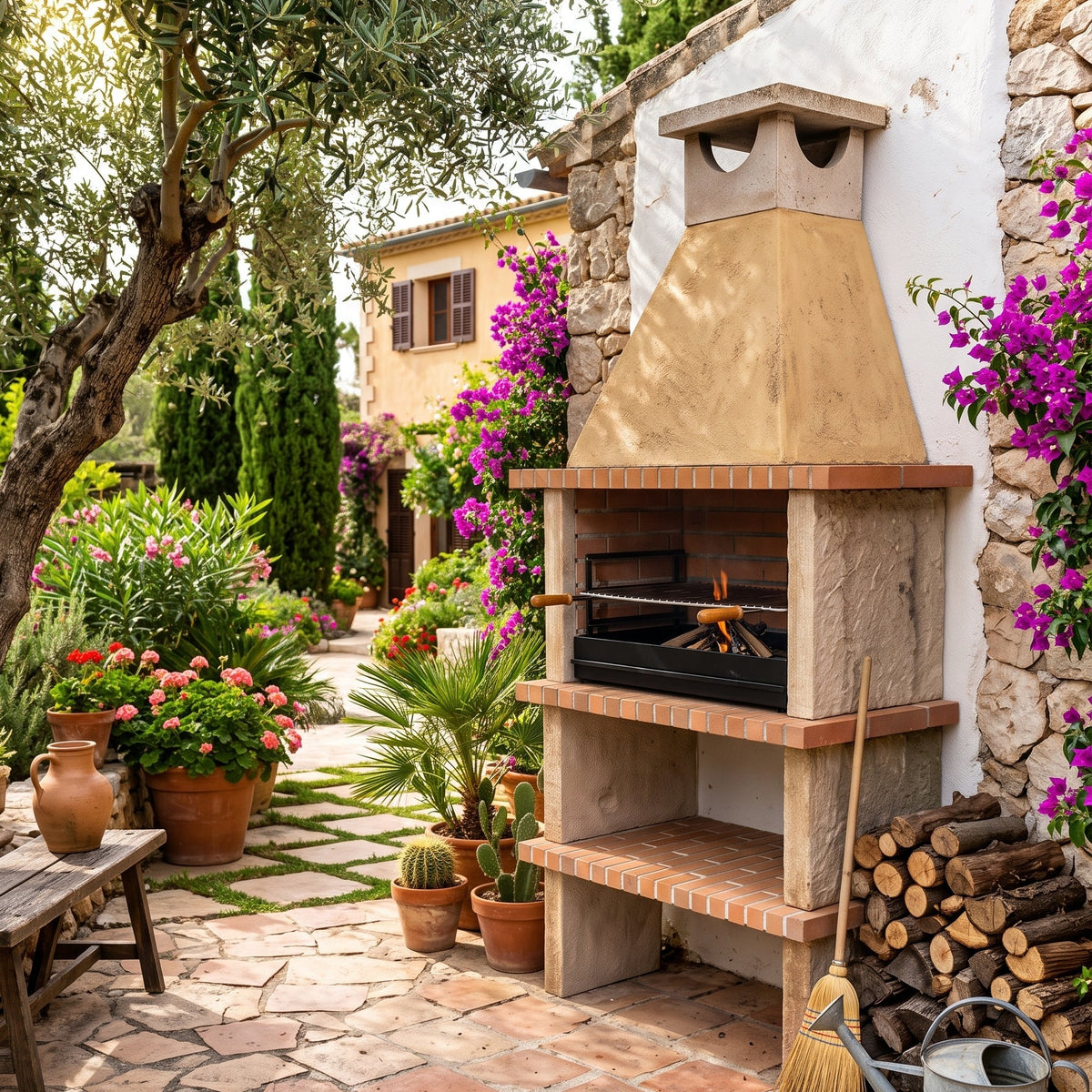 Terra 25 – Reconstituted stone barbecue with 80 cm grill (stainless steel optional)