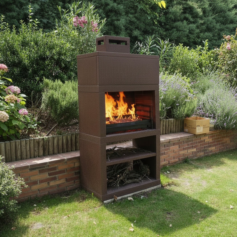 Linea 25 – Barbecue moderno di design (4 colori) con griglia in acciaio da 80 cm inclusa