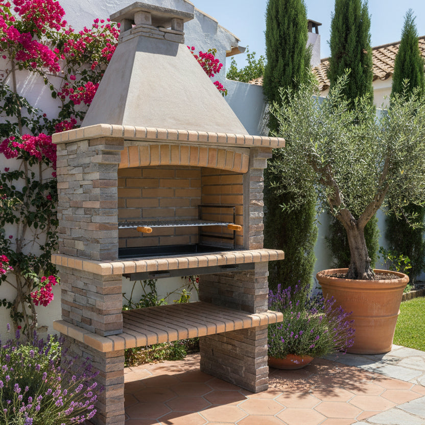 Barbecue Rivieira XL 420 – Modello in Pietra Ricostituita con Focolare Ampio e Griglia Regolabile