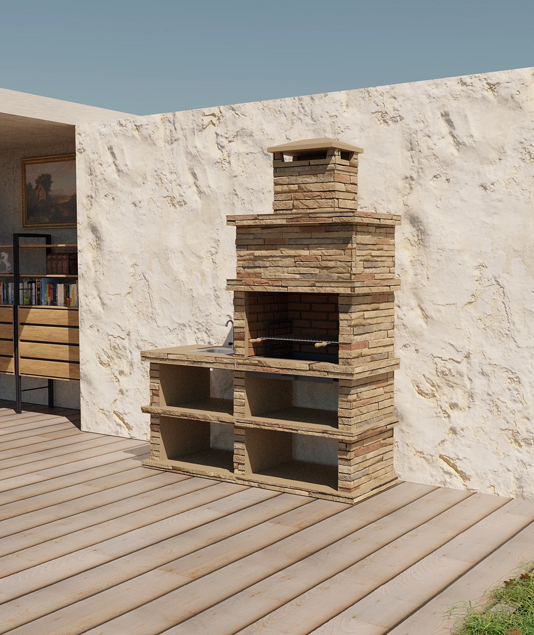 Barbecue Rocca 461 – Pietra Ricostituita con Modulo Laterale