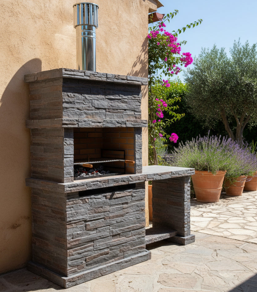 Barbecue in Pietra Ricostituita Rocca 471 – Con Lavello | Marrone / Grigio