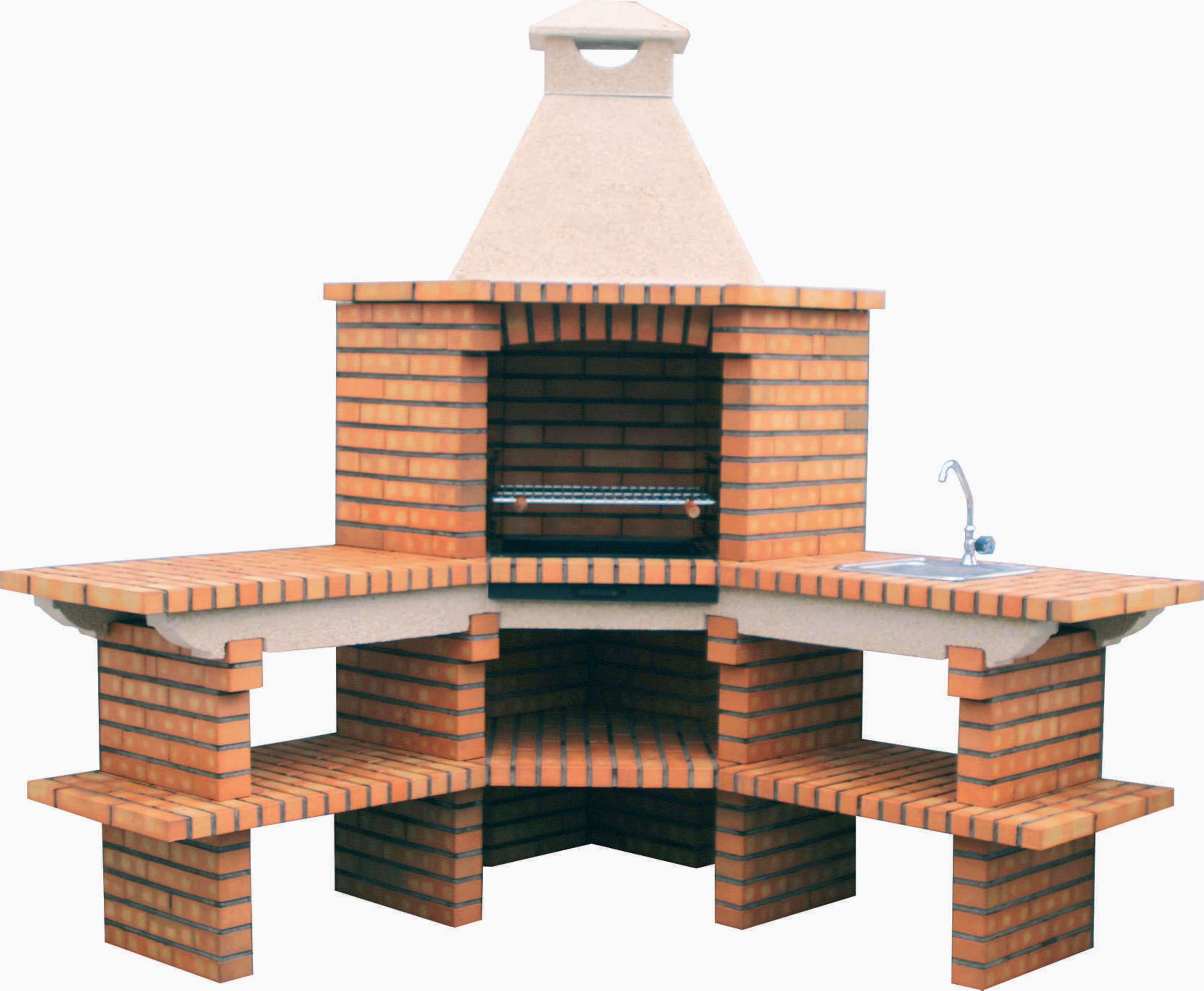 Barbecue angolare TerraCotto 152 – Ampio focolare e lavello in acciaio inox