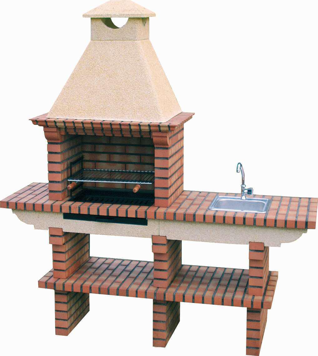 Barbecue in mattoni TerraCotto 122 – Con lavello in acciaio inox e piano in mattoni