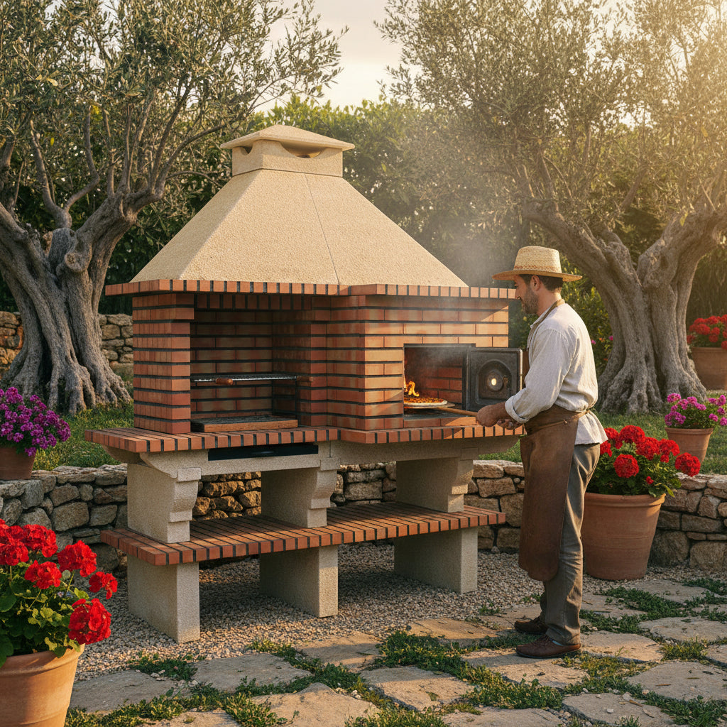 Barbecue in mattoni TerraCotto 124 – Con forno a legna Ø75 cm