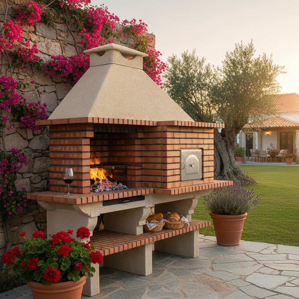 Barbecue in mattoni TerraCotto 124 – Con forno a legna Ø75 cm