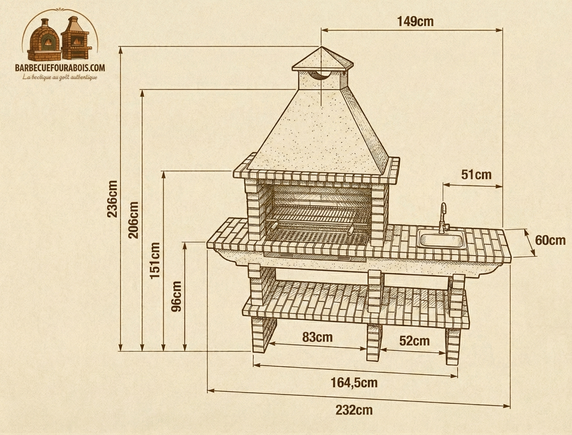 Barbecue in mattoni TerraCotto 139 – Con lavello integrato