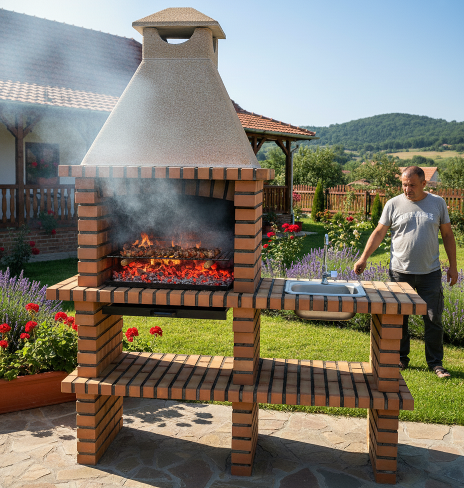 Barbecue in mattoni TerraCotto 141 – Con modulo lavello indipendente