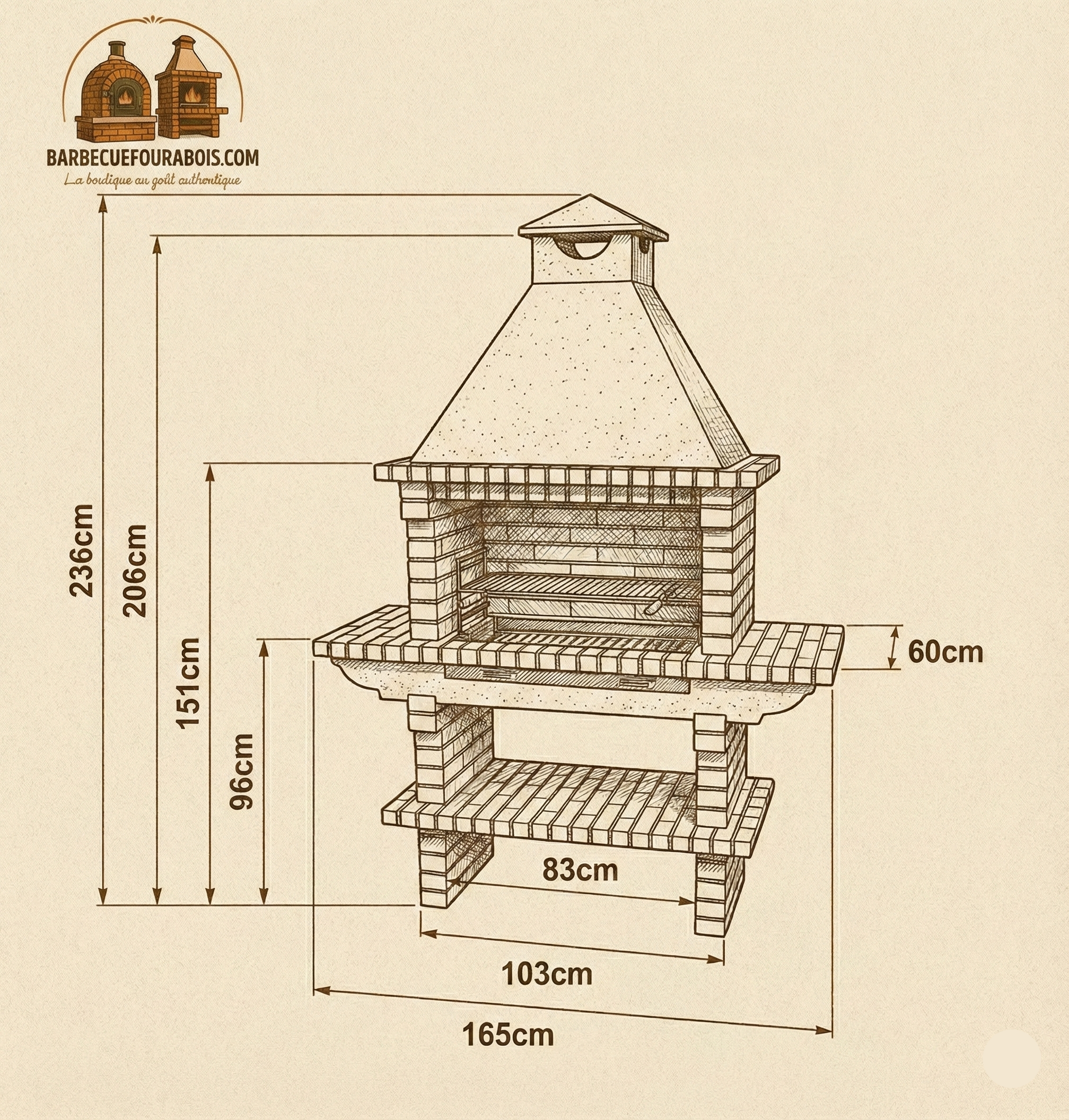 Barbecue in Mattoni TerraCotto 116 – Doppio Ripiano Laterale