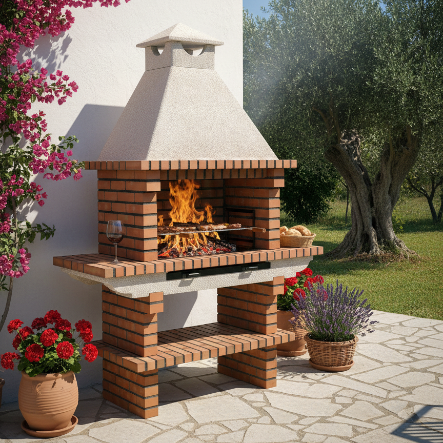 Barbecue in Mattoni TerraCotto 116 – Doppio Ripiano Laterale