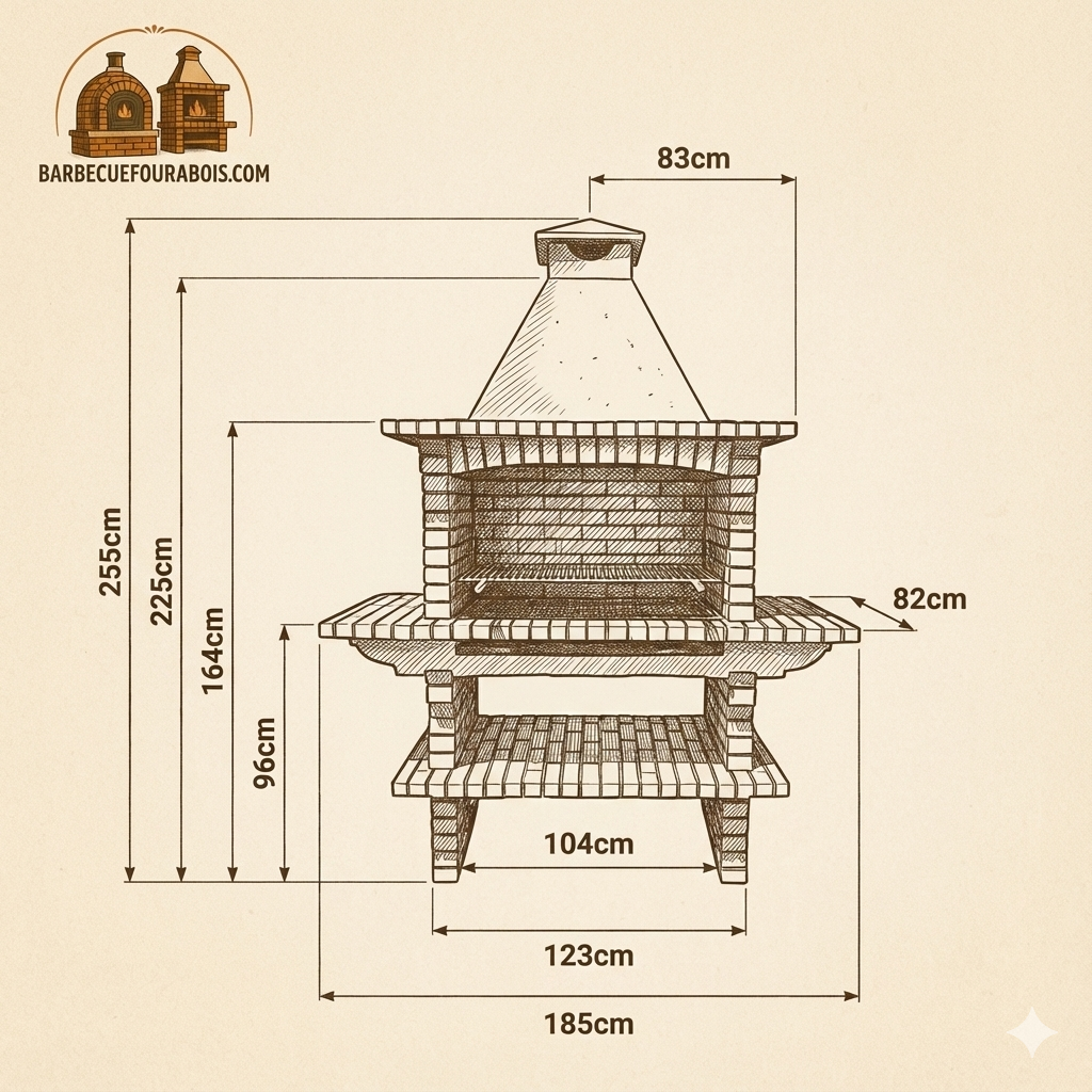 Barbecue in mattoni TerraCotto 173 – Ampio focolare 100×60 cm