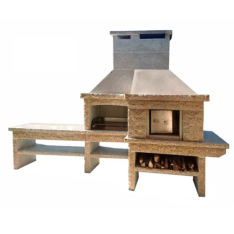 Granito 17 – Cucina da esterno in granito grezzo con forno e lavello (griglia da 70 cm)